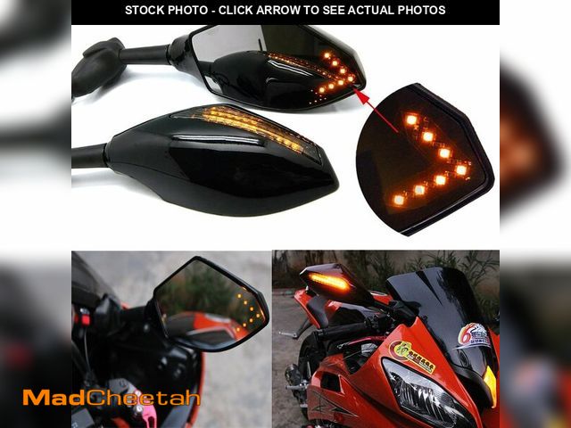 Lot 74-12715075 - Motorcycle LED Turn Signal Rear View Mirrors with Arrow For Honda Suzuki Racing Bike Sport Bike - UN...