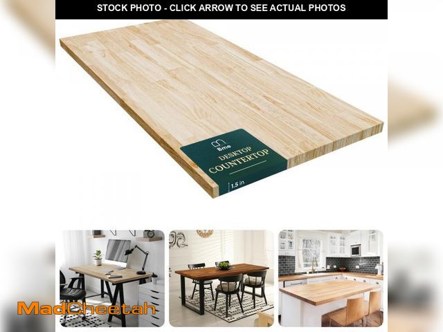 Lot 74-12276625 - Bme Hevea Solid Wood Butcher Block Countertop, Unfinished Butcher Block Table Top for DIY Washer Dry...