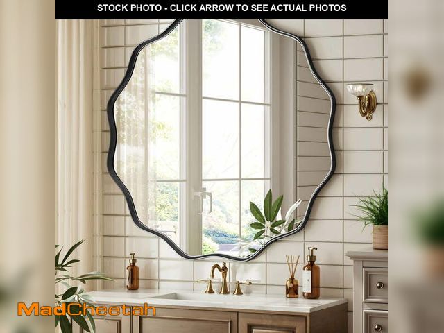 Lot 74-14087642 - BEAUTYPEAK 36" Wavy Round Bathroom Mirror Wall Decor with Deep Frame, Black - UNUSED