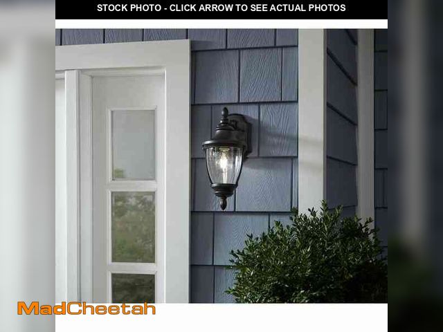 Lot 74-14222954 - Home Decorators Collection Wilkerson 14.13 in. 1-Light Hardwired Black Outdoor Wall Light Lantern Sc...