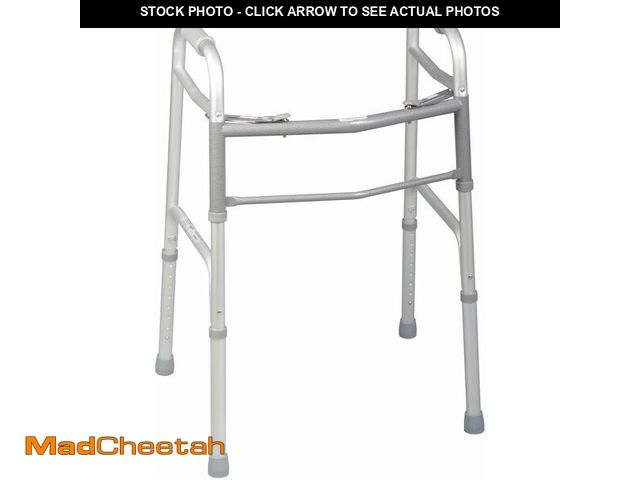 Lot 74-12664497 - Medline Two-Button Folding Walkers without Wheels - Robust &amp; Adjustable Mobility Aid for Elderly...