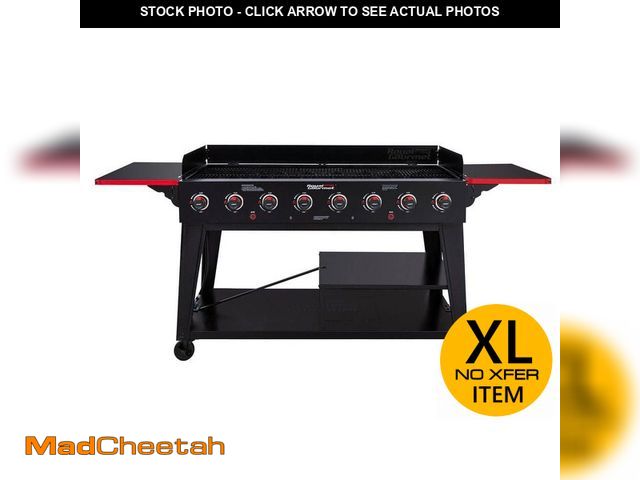 Lot 74-12947999 - Royal Gourmet 8-Burner Event Propane Gas Grill with 2 Folding Side Tables in Black - UNUSED