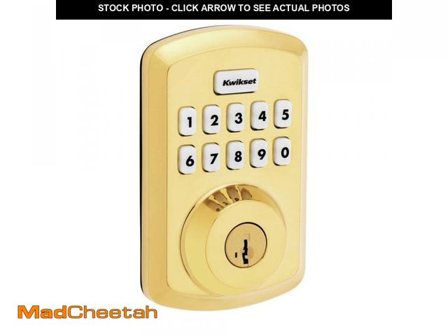 Lot 74-12390620 - Kwikset Powerbolt 250 10-Button Keypad Lifetime Polished Brass Transitional Electronic Deadbolt Door...
