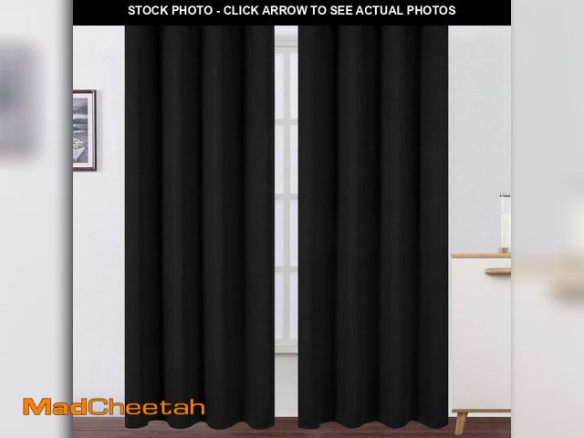 Lot 74-12117268 - LEMOMO Blackout Curtains 66 x 95 inch/Black Curtains Set of 2 Panels/Thermal Insulated Room Darkenin...