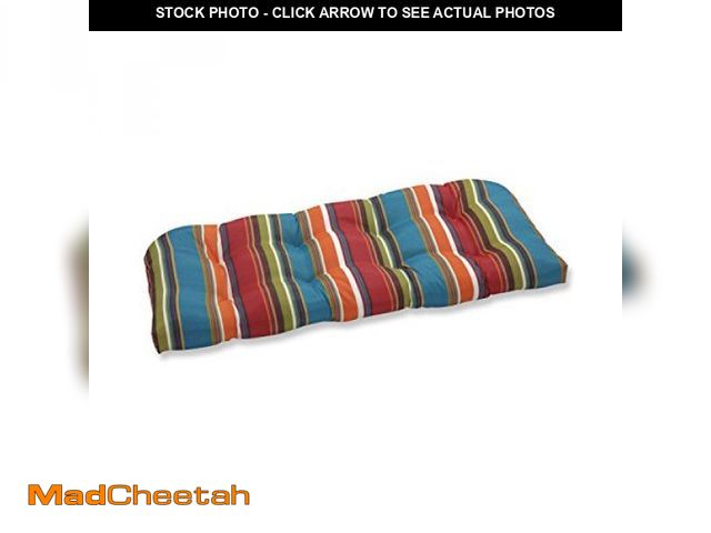 Lot 74-12137181 - Pillow Perfect Stripe Indoor/Outdoor Sofa Setee Swing Cushion, Tufted, Weather, and Fade Resistant, ...