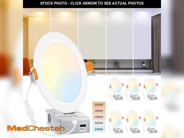 Lot 74-13622554 - BesLowe 6 Packs 6 Inch 5CCT LED Recessed Ceiling Lights Ultra-Thin with Junction Box, 12W 150W Eqv, ...