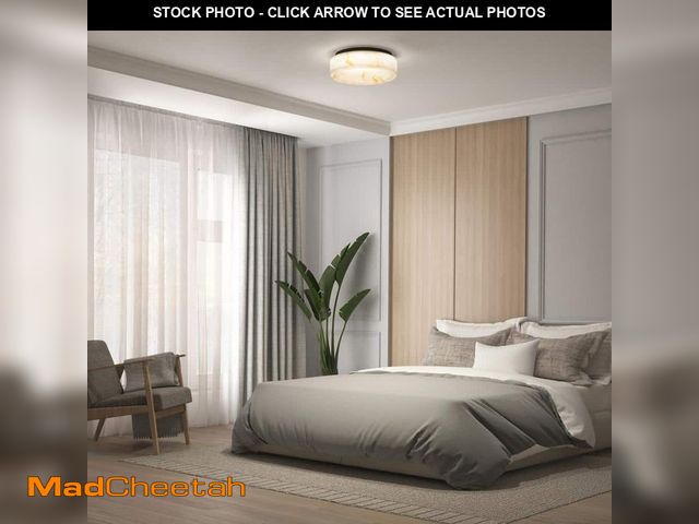 Lot 74-12692017 - Artika Clifford 15 in. 1 Light Marble and Black 5CCT Integrated Selectable LED Flush Mount Ceiling L...