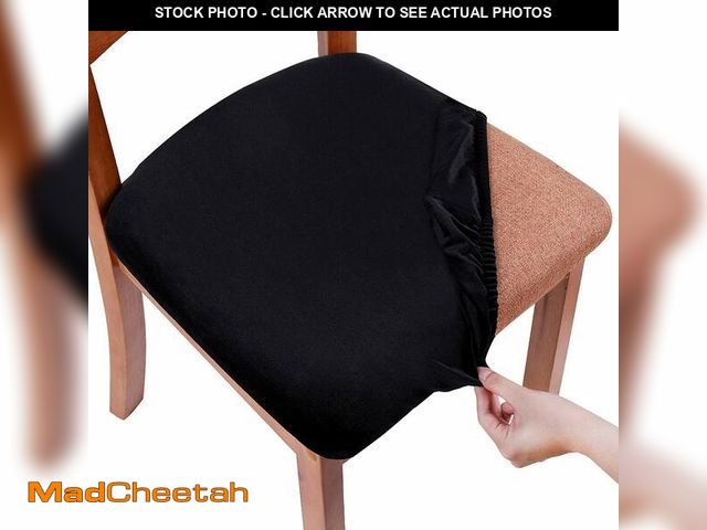 Lot 74-14213613 - Smiry Velvet Seat Covers for Dining Room Chair Set of 4, Stretch Fit Removable Washable Chair Seat C...