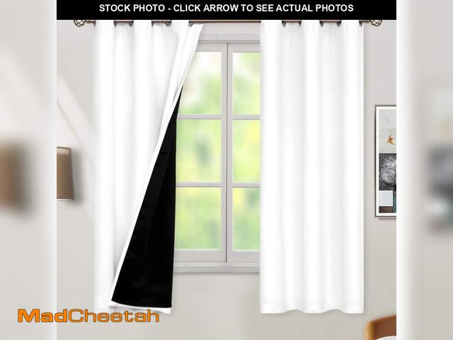 Lot 74-12213719 - BGment White Blackout Curtains 63 Inch Long - Black Out Curtains for Bedroom Thermal Insulated Gromm...