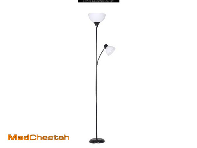 Lot 74-12536335 - Mainstays 72'' Black Combo Floor Lamp With Reading Lamp, Modern Design - UNUSED
