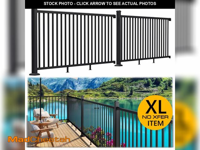 Lot 74-12572513 - Egadis 42 in. H x 16 ft. W Porch and Deck Railing Kit, Aluminum Railing Kit, Black Textured Powder-C...