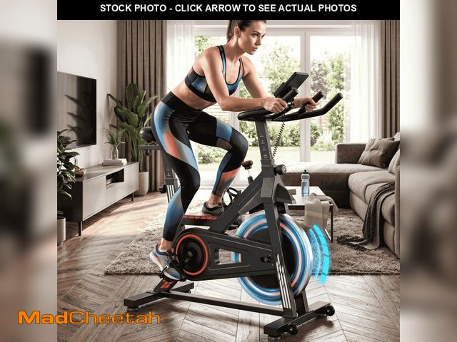 Lot 74-14070993 - Naipo Exercise Bike Indoor Cycling Bike with 300lbs Big Seat Cushion for Home Cardio Leg Workout - U...