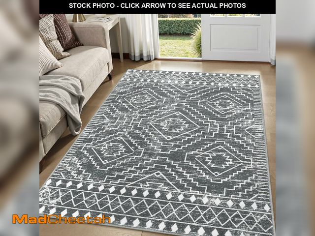 Lot 74-14274255 - Wonnitar Moroccan 5x7 Washable Rug, Large Grey Area Rug for Living Room, Non-Slip Boho Bedroom Carpe...