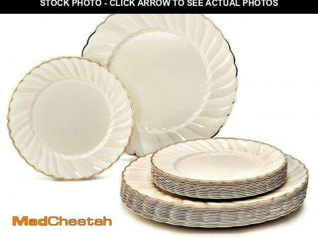 Lot 74-12404321 - " OCCASIONS " 50 Plates Pack (25 Guests)-Vintage Wedding Party Disposable Plastic Plate Set -25 x 10...