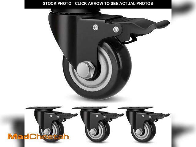 Lot 74-13630625 - TABKEER 3 Inch Industrial Heavy Duty Swivel Caster Wheels with Brake,Set of 4 Safety Locking Casters...