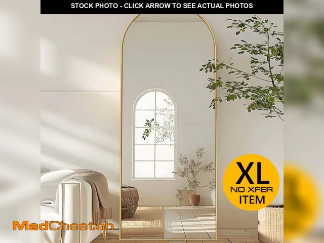 Lot 74-12679601 - Antok 58.1"x18" Arched Full Length Mirror with Stand Aluminum Frame for Bedroom Living Room Gold - U...