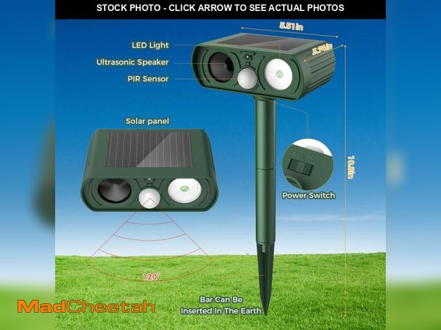 Lot 74-12314582 - Upgraded Solar Ultrasonic Animal Repellent Outdoor, Deer Repellent Devices Motion Detection, Waterpr...