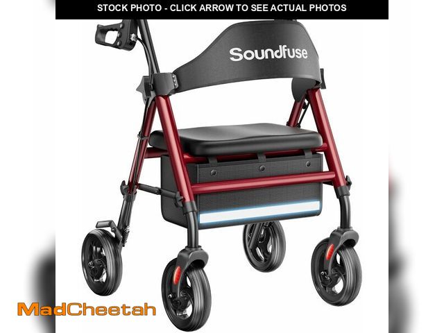 Lot 74-13419153 - Soundfuse Rollator Walkers with Seat for Seniors, Foldable 8" Big Wheels All Terrain Rolling Walker,...