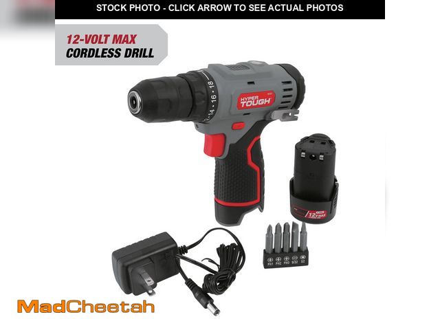Lot 74-12859063 - (MISSING DRILL BITS) Hyper Tough 12V Max Lithium-Ion Cordless 3/8-inch Drill Driver with 1.5Ah Batte...