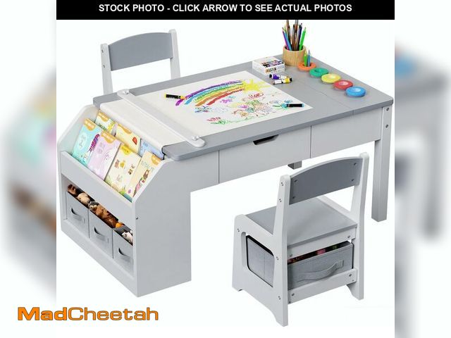 Lot 74-14370984 - 5-in-1 Kids Art Table and Chairs, Toddler Table and Chair Set, Craft Play Desk for Kids, Convertible...