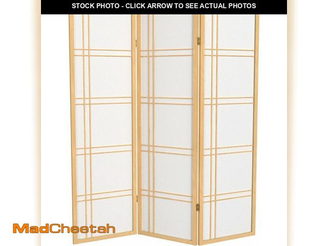 Lot 74-14582087 - Red Lantern 5 ft. Tall Double Cross Shoji Screen - Natural - 3 Panels - UNUSED