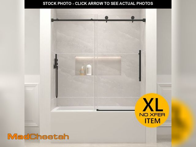 Lot 74-12690051 - EASYWORC Bathtub Shower Door Frameless, 55-60" W x 60" H Sliding Tub Shower Door, 1/4''(6mm) SGCC Te...