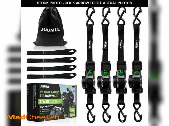 Lot 74-14335856 - JUUMLL Retractable Ratchet Straps (4-Pack) 1Ã¢â¬Â x 10ft - 1,650lb Break Strength, Heavy-Duty Auto...