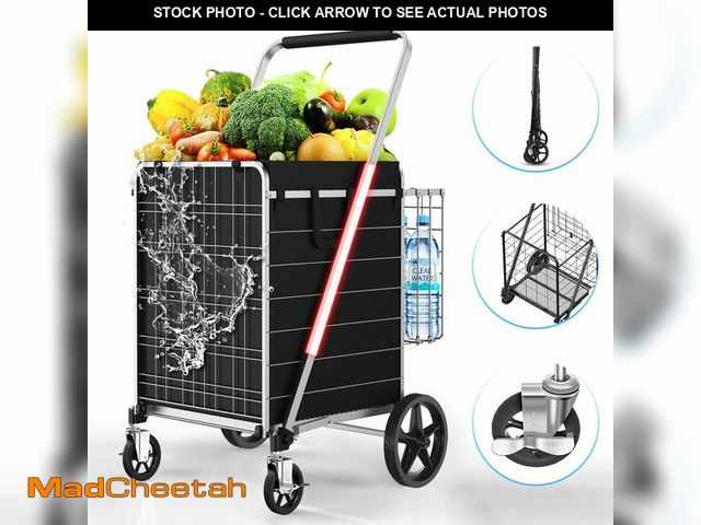 Lot 74-12780795 - XING LANG Jumbo Folding Shopping Cart with Swivel Wheels &amp; Brakes - 480lbs Foldable Rolling Groc...