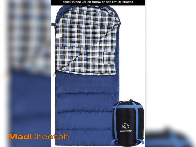 Lot 74-11909319 - REDCAMP Cotton Flannel Sleeping Bag for Adults, XL 32/41/50F Comfortable, Envelope with Compression ...