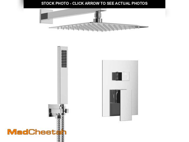 Lot 74-14244804 - GRANDJOY 10 in. 2-Spray Wall Mount Square High Pressure Wall Bar Shower Kit with Hand Shower in Chro...