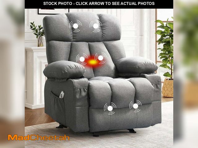 Lot 74-14070005 - JONPONY Heated Manual Massage Recliner with Cup Holder, Single Rocker Sofa with Cup Holders for Bedr...