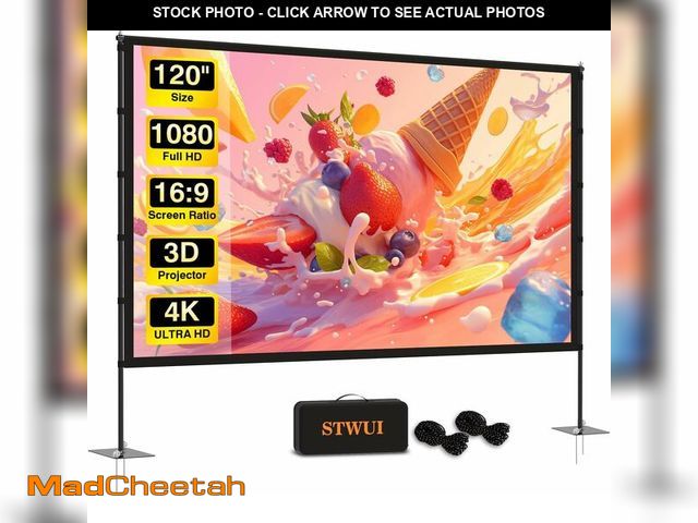 Lot 74-12678982 - Outdoor-Projector-Screen-with-Stand - 120 inch Portable Projector Screen Indoor Outdoor Projector Sc...