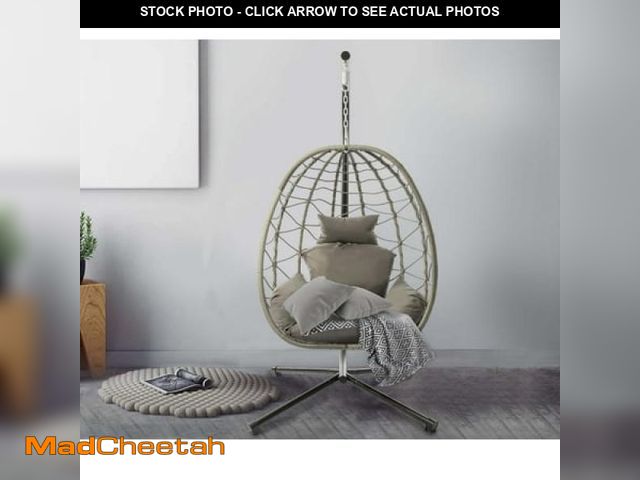 Lot 74-12293831 - Bifanuo Indoor/Outdoor Wicker Swing Egg Chair Hammock Hanging Chair Nest Basket with Stand  UV Resis...