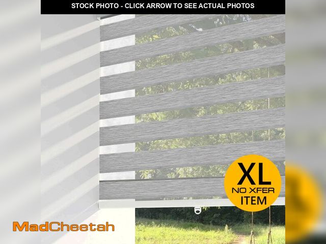 Lot 74-13073134 - Shadesu Cordless Zebra Blinds for Windows, 74" W x 72" H, Grey, Dual Layer Free-Stop Zebra Shades, L...