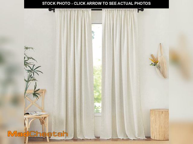 Lot 74-12440140 - NICETOWN Natural Thick Linen Curtains 108 inches Long for Bedroom, Pinch Pleated/Rod Pocket/Back Tab...