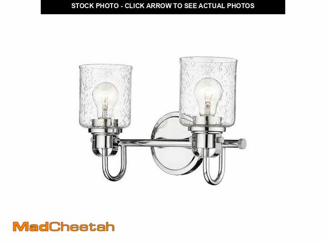 Lot 74-14113774 - Kinsley 14.5 in. 2-Light Chrome Vanity Light with Clear Seeded Glass Shades - UNUSED