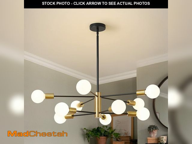 Lot 74-13548648 - Sputnik Chandeliers Modern Black and Gold Chandeliers 10-Light Mid Century Farmhouse Chandelier Ceil...