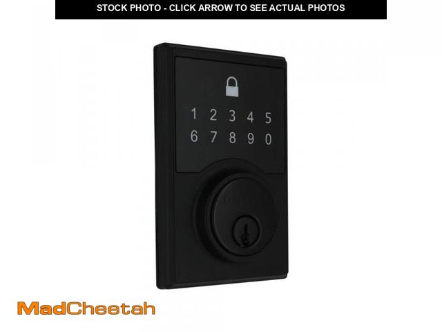 Lot 74-12142472 - Square Matte Black Compact Touch Electronic Single Cylinder Deadbolt - USED
