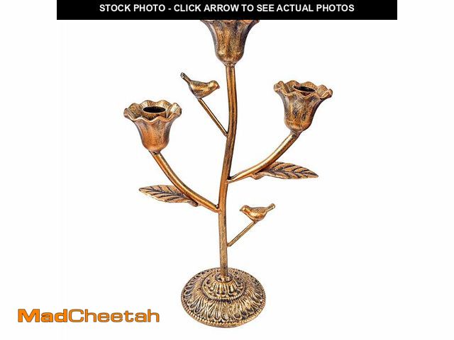 Lot 74-12601271 - Candle Holder Vintage Candlestick Holder Stand for Stick Taper Candle, 3-Arm Cast Iron Candelabra fo...