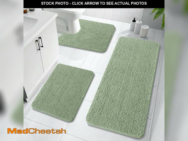 Lot 74-12704319 - OLANLY Bathroom Rugs Sets 3 Piece, Soft Absorbent Chenille Bath Mats and U-Shaped Contour Toilet Rug...