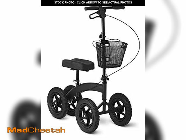 Lot 74-12170848 - Medline All-Terrain Knee Walker, Alternative to Crutches, Hand Brakes, Basket, Brakes, 12-Inch Wheel...