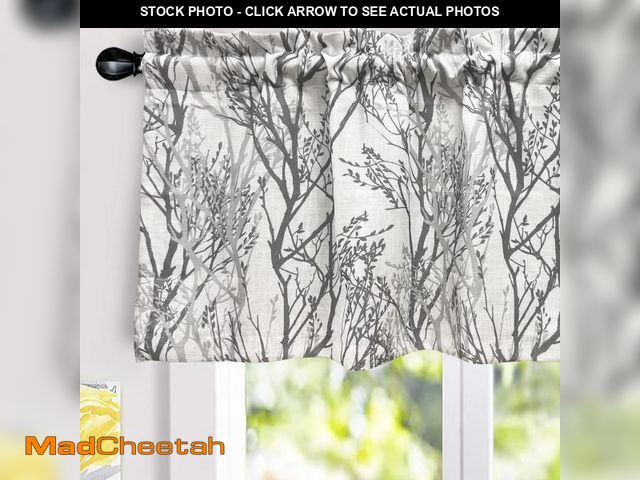 Lot 74-12420112 - DriftAway Tree Branch Linen Lined Valance Double Layer Thermal Insulated Room Darkening Blackout Val...