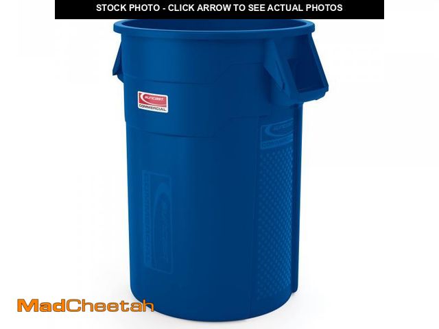 Lot 74-12488934 - Suncast Commercial Products 44 Gallon Trash Can with Vented Channels, Ergonomic Handles, Rolled Uppe...