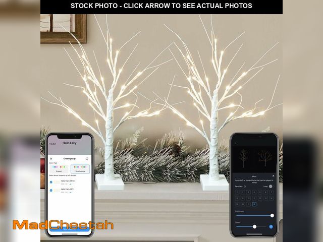 Lot 74-12977867 - Smart Christmas Decorations Indoor, 2 FT Birch Tree with LED Lights, App Control, 18 Modes, Fairy Li...