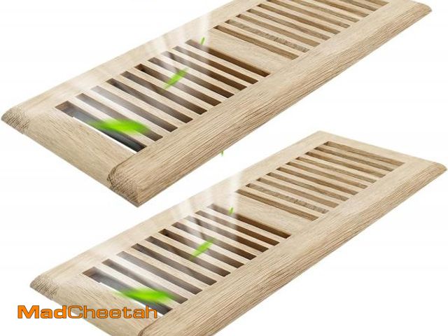 Lot 74-10728449 - 2PC 4x12 Inch White Oak Wood Floor Register Vents Cover - Drop in Register with Damper Wooden Vents ...