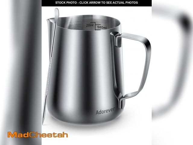 Lot 74-12439440 - Milk Frothing Pitcher, 20oz Steaming Pitcher Stainless Steel Espresso Machine Accessories for Coffee...