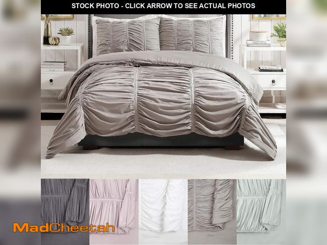 Lot 74-12096358 - MODERN HEIRLOOM Emily Texture (Light Gray) 2-Piece Comforter Set, Ruched All Seasons Bedding, Machin...