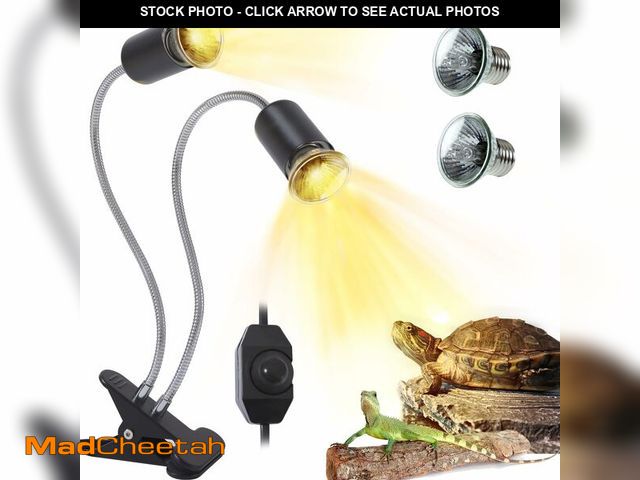Lot 74-14212393 - PewinGo Reptile Heat Lamp with Dual Head, UVA UVB Light for Aquarium Turtle Tank, with 2 * 50w Baski...
