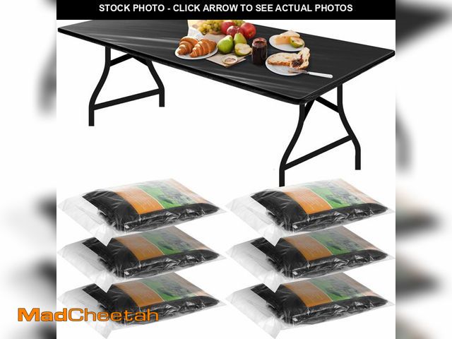 Lot 74-14145441 - Boao 6 Pcs Disposable Plastic Tablecloth Parties Picnic Table Covers with Elastic Fitted Elastic Pla...