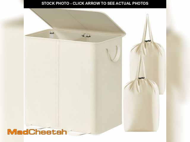 Lot 74-12714143 - Lifewit Double Laundry Hamper with Lid and Removable Laundry Bags, Large Collapsible 2 Dividers Dirt...